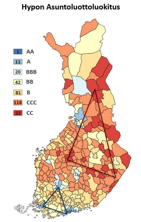 Suomen asuntomarkkinat on luottoluokiteltu niihin liittyvän riskitason mukaan.